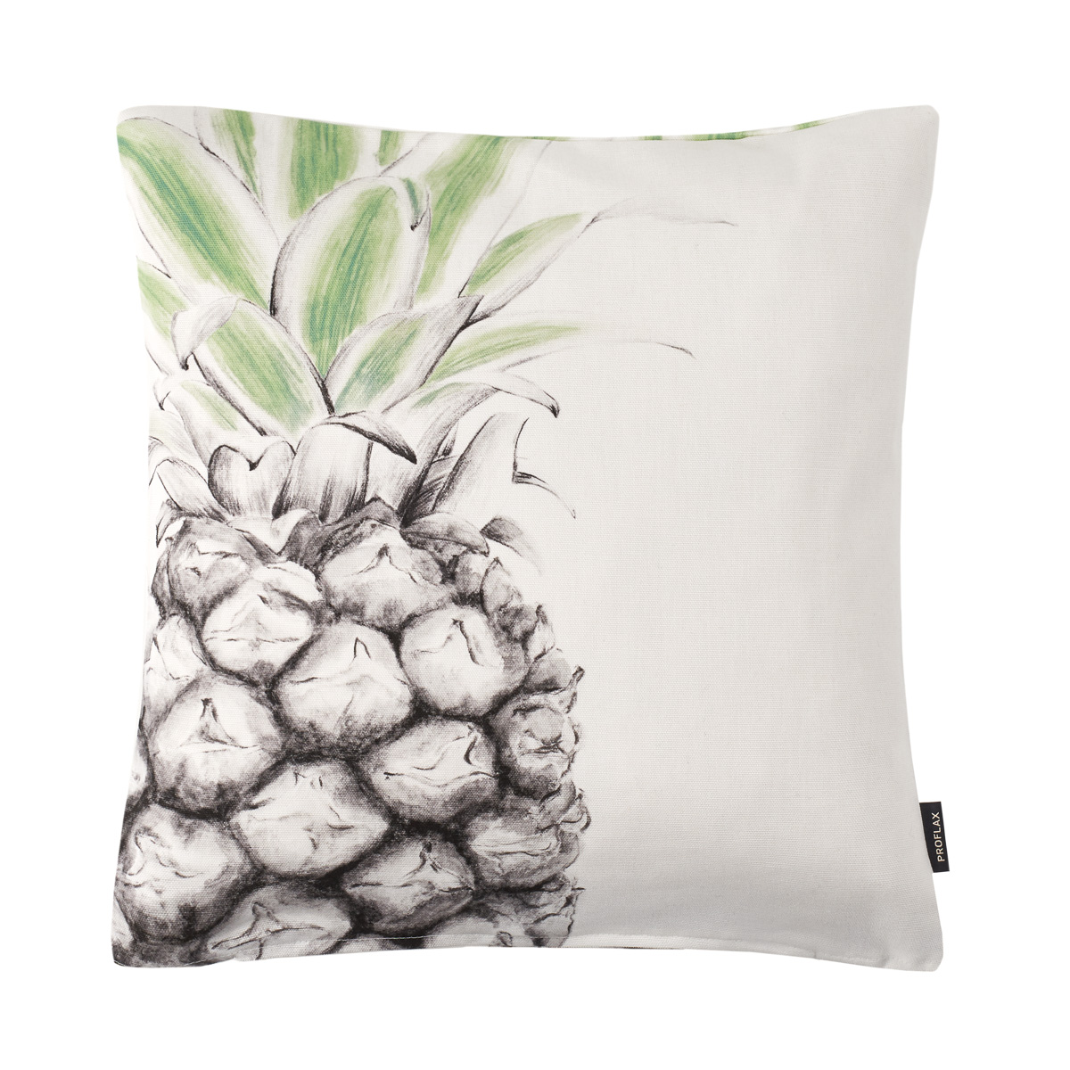 PROFLAX Kissenhülle Ananas grafit natur wollweiß/grün 40x40 cm