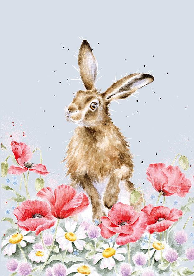 Wrendale Notizbuch, DIN A6, Motiv Hase im Blumenfeld, Field of Flowers