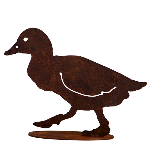 Entenküken seitlich, gehend, Edelrost, H 18cm