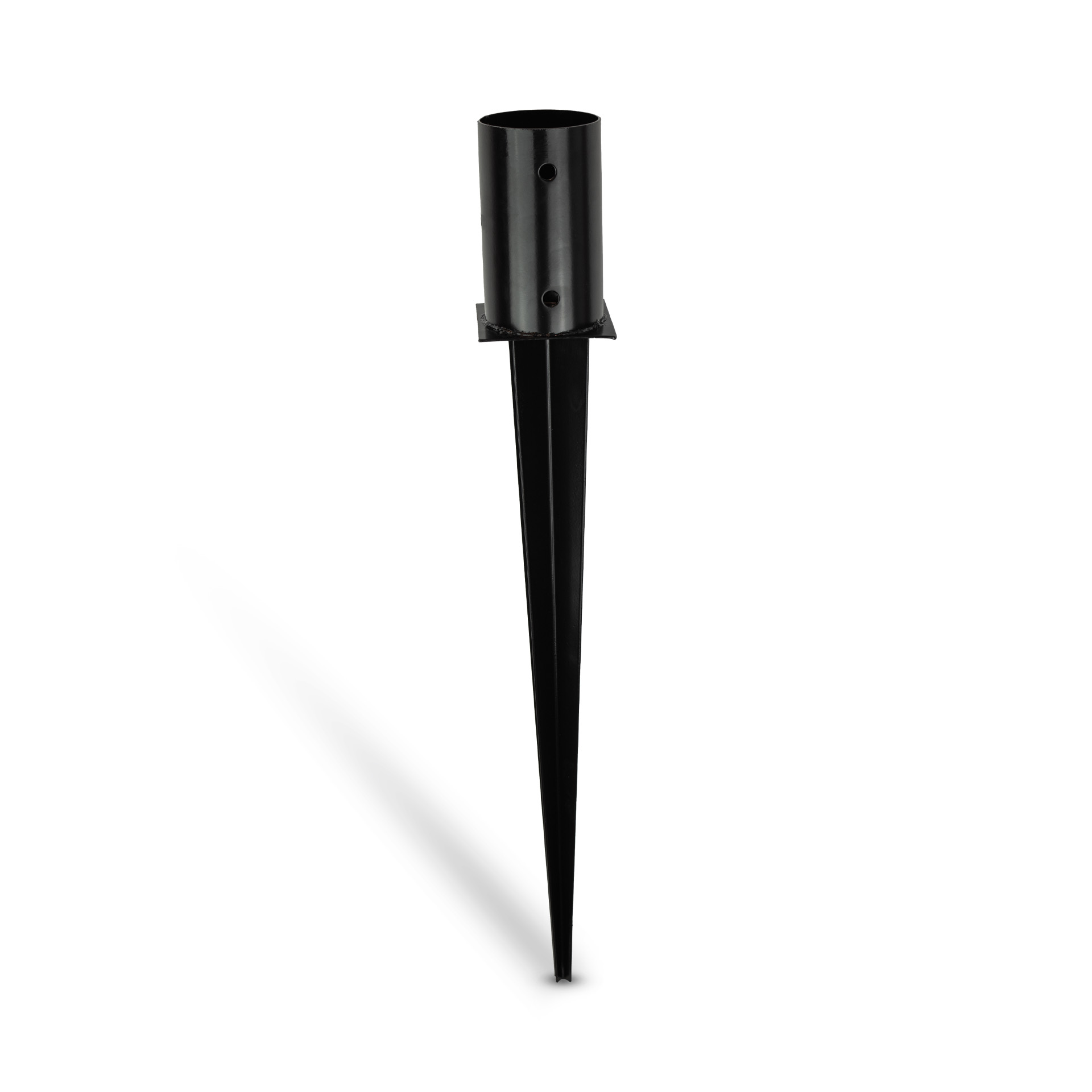 Post anchor round (81 mm) for milled and partially milled posts, powder-coated, black
