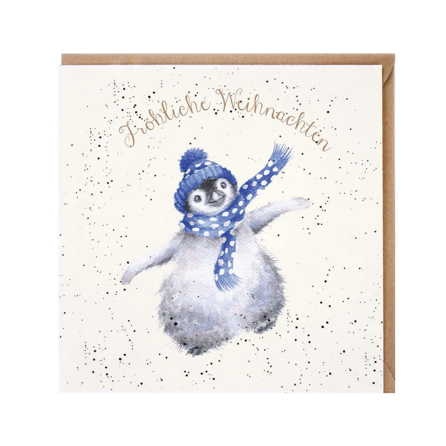 Wrendale Doppelkarte Weihnachten mit Umschlag, Fröhliche Weihnachten, Motiv Pinguin mit Schal und Mütze, 15x15 cm Wrendale Doppelkarte Weihnachten mit Umschlag, Fröhliche Weihnachten, Motiv Pinguin mit Schal und Mütze, 15x15 cm
