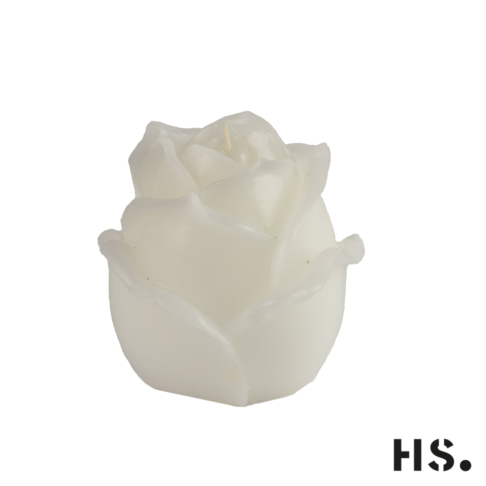 Kerze Rosa, Rosenoptik, Brenndauer 67h, 12x9cm, weiß Kerze Rosa, Rosenoptik, Brenndauer 67h, 12x9cm, weiß