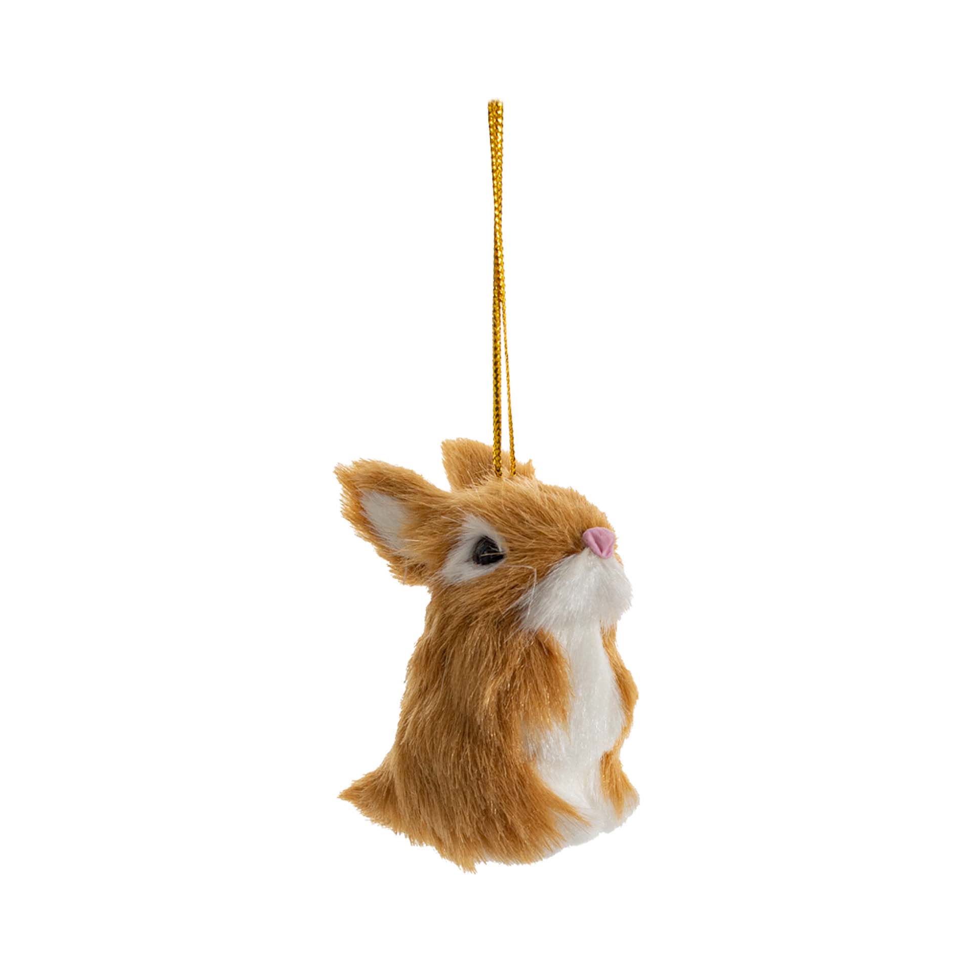 Baumschmuck Osterhase mit Kunstfell, 3x6 cm Hellbraun Weiß