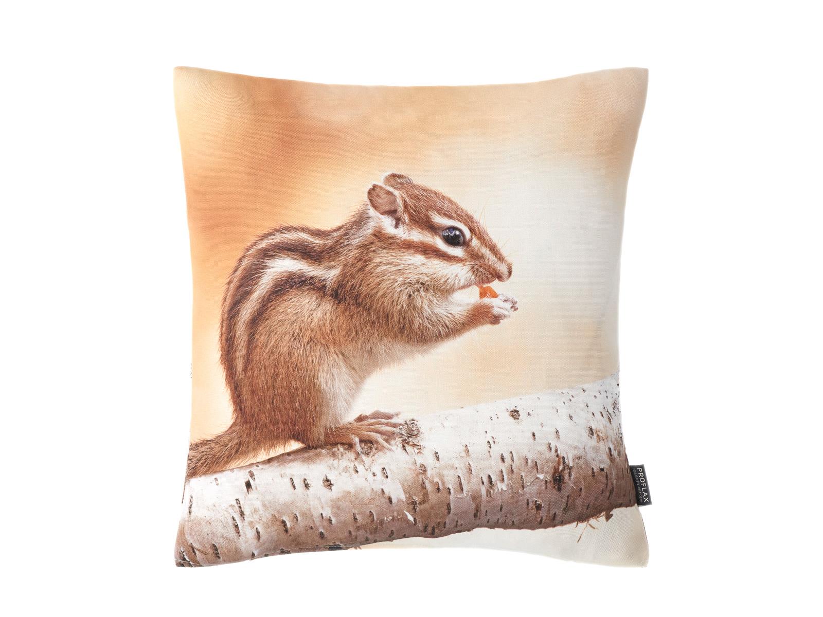 PROFLAX kussenhoes motief eekhoorn natuur 40 x 40 cm PROFLAX kussenhoes motief eekhoorn natuur 40 x 40 cm
