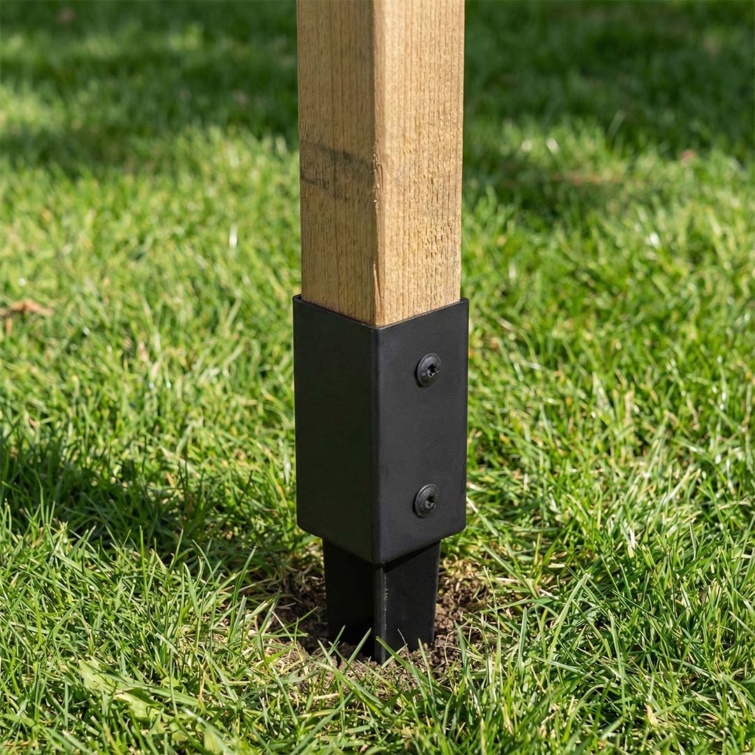 Post anchor (71 mm) for square posts, powder-coated, black Post anchor (71 mm) for square posts, powder-coated, black
