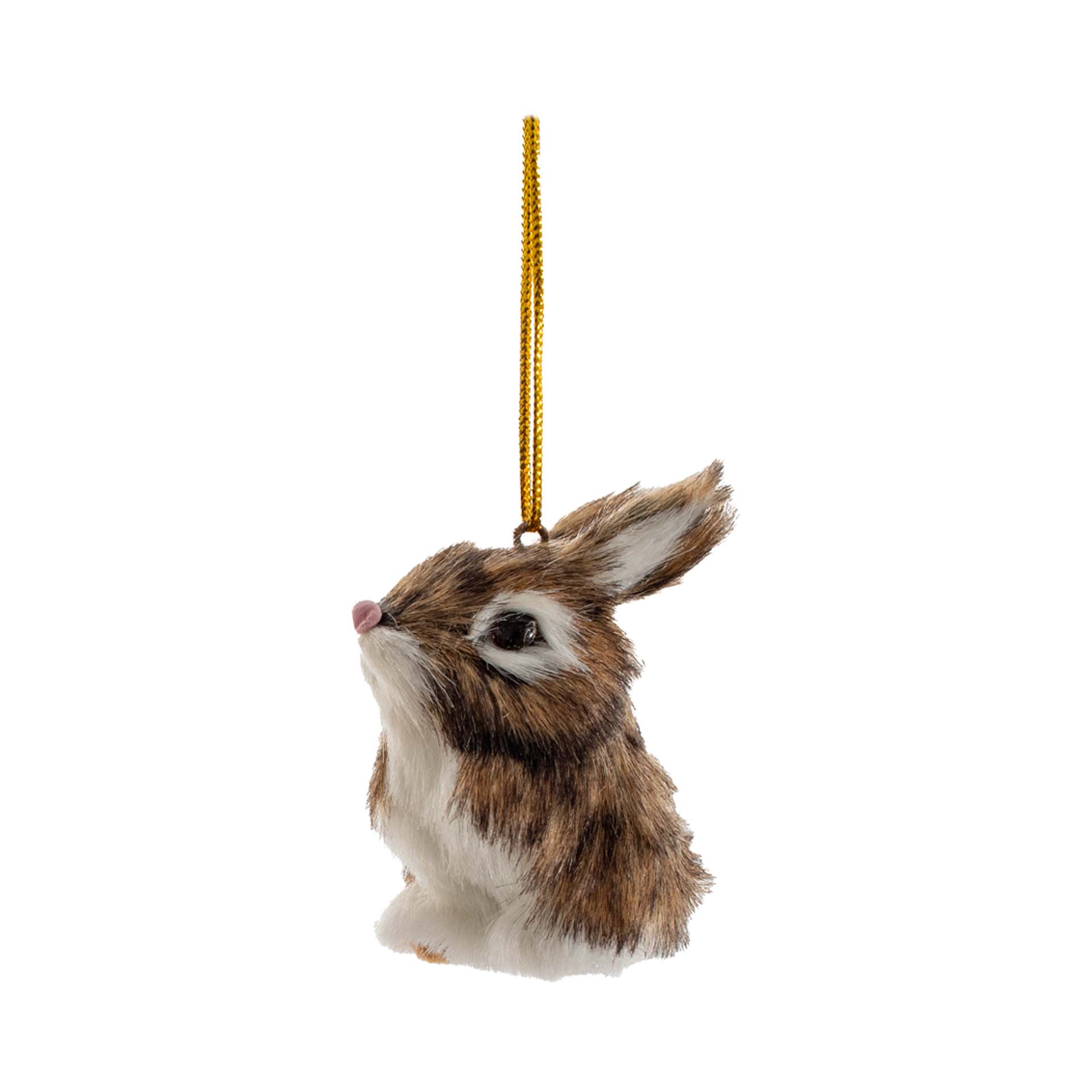 Baumschmuck Osterhase mit Kunstfell, 3x6 cm, Dunkelbraun gefleckt