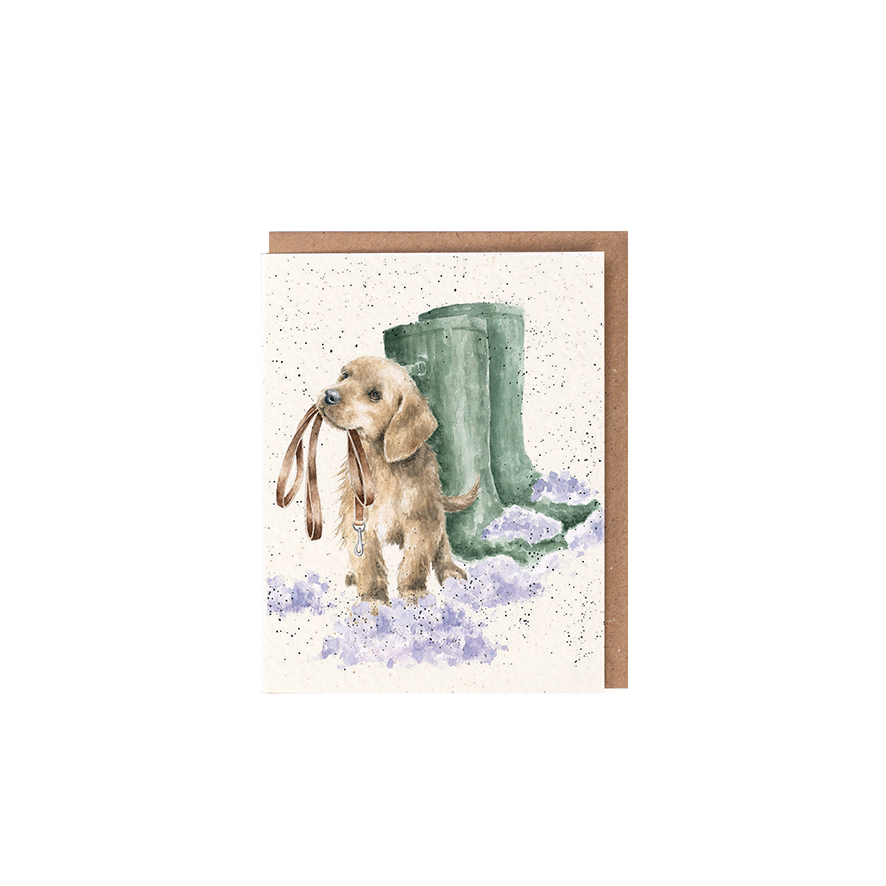 Wrendale Mini-Weihnachtskarte mit Umschlag, Motiv Hundewelpe mit Leine "Boxing Day Walk" Wrendale Mini-Weihnachtskarte mit Umschlag, Motiv Hundewelpe mit Leine "Boxing Day Walk"