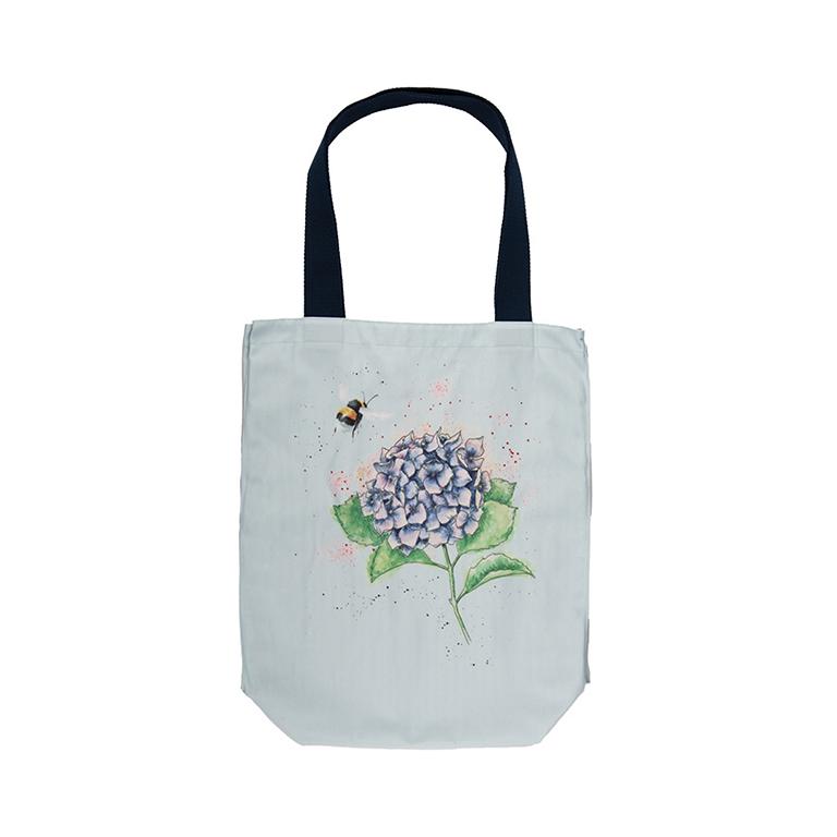 Wrendale Canvas Tragetasche, Motiv Hummel und Hyazinthe "Bee", aus Segeltuch mit Futter aus 100% Baumwolle, Wrendale mint, 42x40x10cm