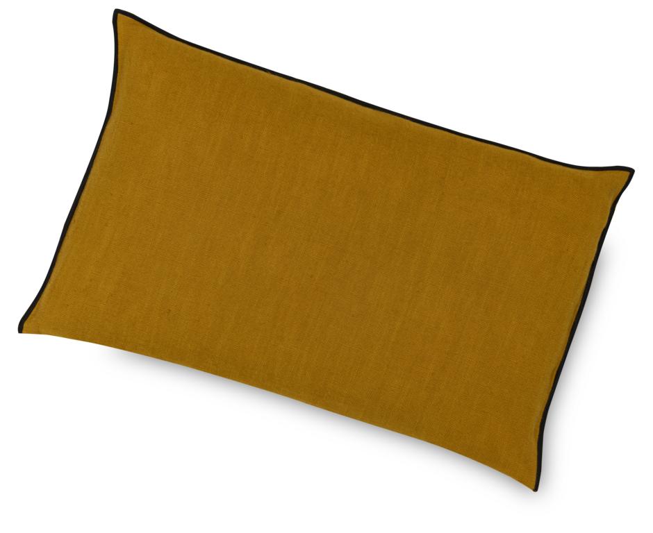 Zino kussenhoes, met zwarte rand, mosterdgeel, 38x58 Zino kussenhoes, met zwarte rand, mosterdgeel, 38x58