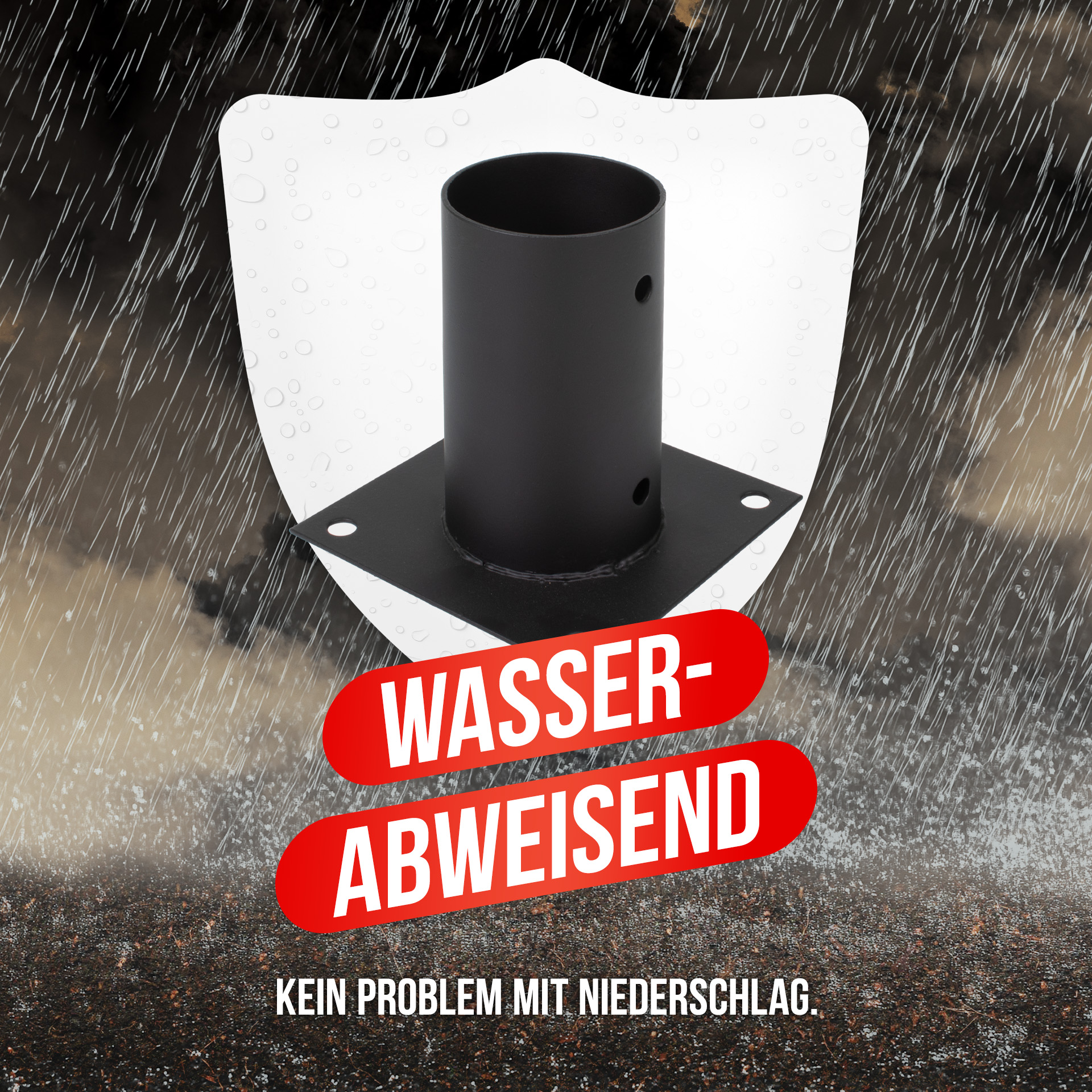Aufschraubhülse (80 mm) für Rundholzpfosten, pulverbeschichtet, schwarz