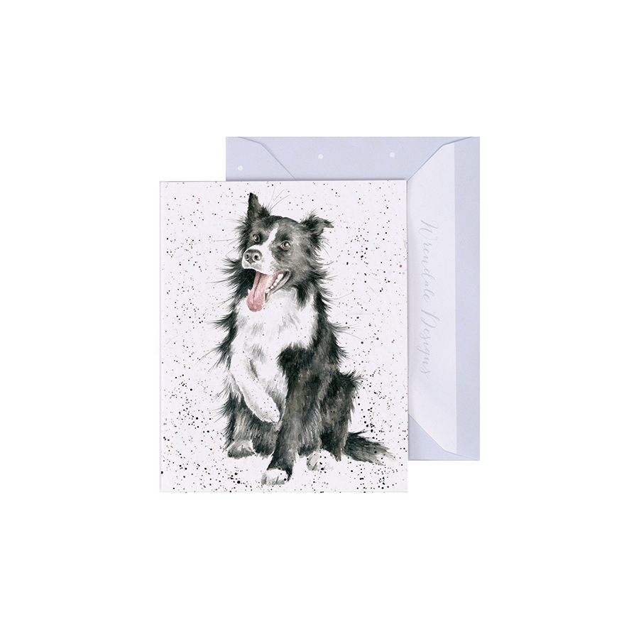 Wrendale Mini-Karte mit Umschlag, Motiv Hund schwarz weiß, Shadow