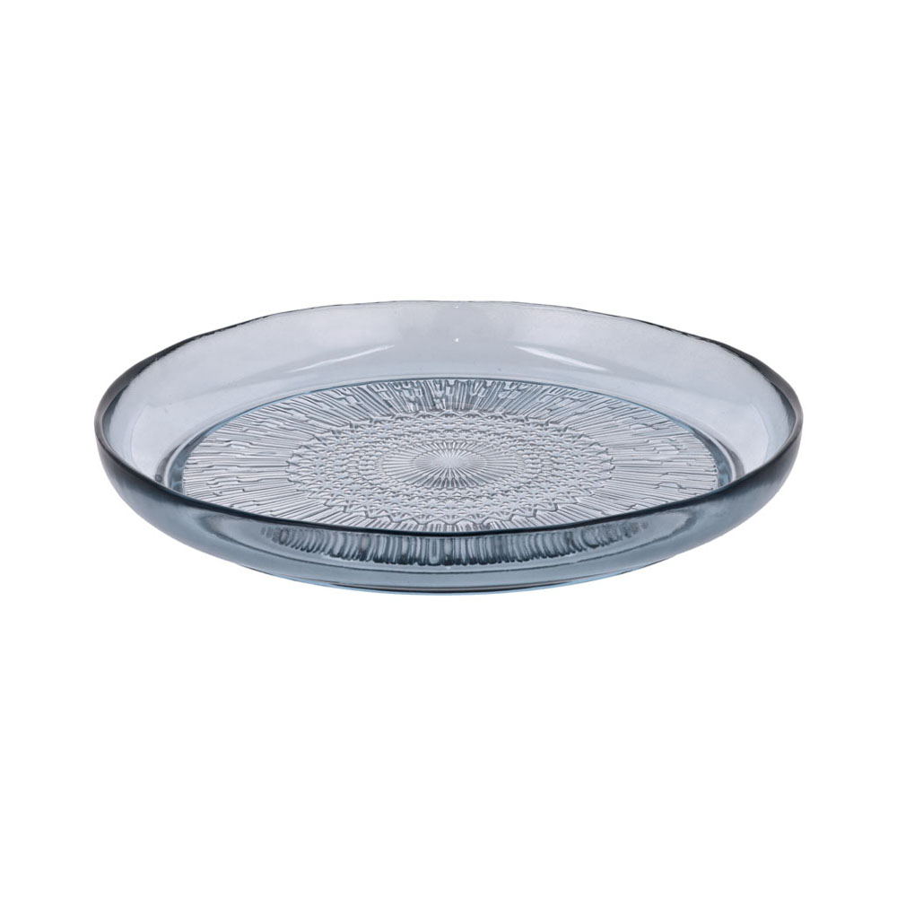 Speiseteller aus Glas, D 25cm, Farbe Blau