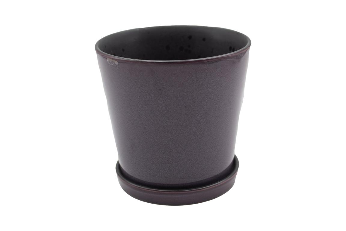 Bitz Blumenübertopf, Steingut lila schwarz, 14x14x12,5cm Bitz Blumenübertopf, Steingut lila schwarz, 14x14x12,5cm