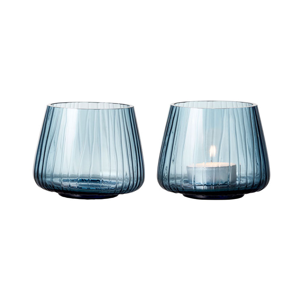 Bitz 2er Teelichtset, Glas, blau