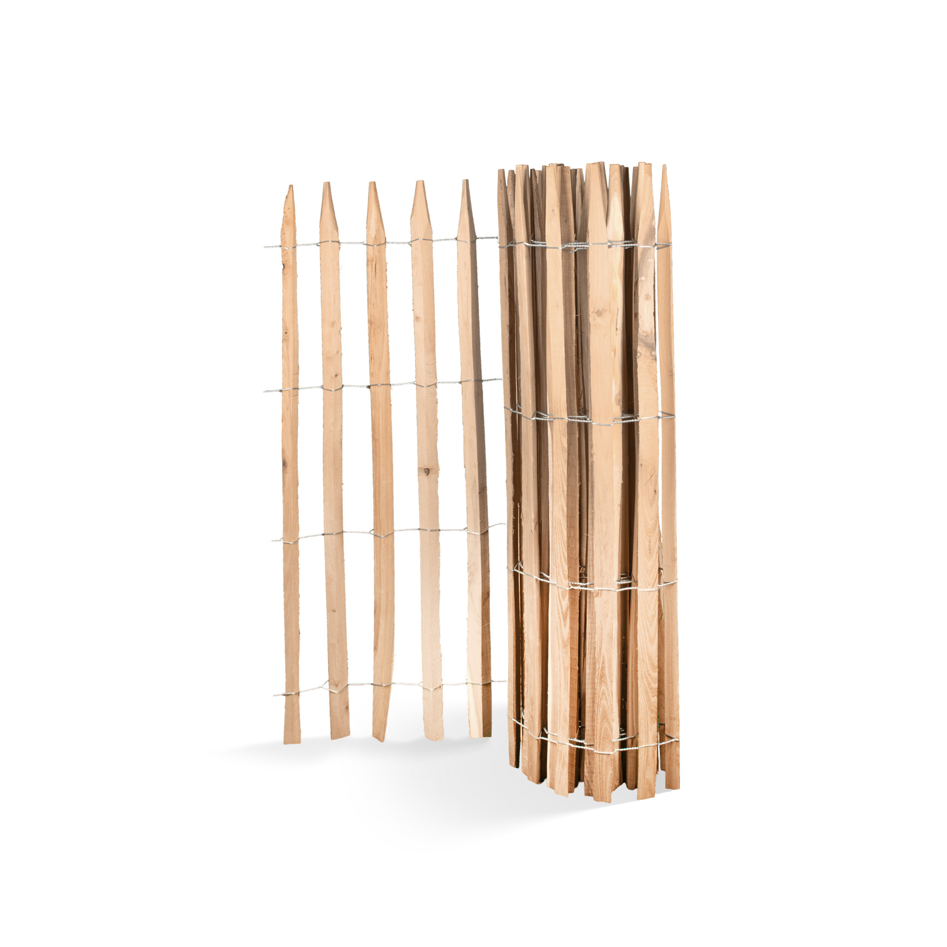 Premium Staketenzaun aus Robinie (gesägt) - Länge 5 Meter, Höhe 150 cm, Lattenabstand 6-7 cm