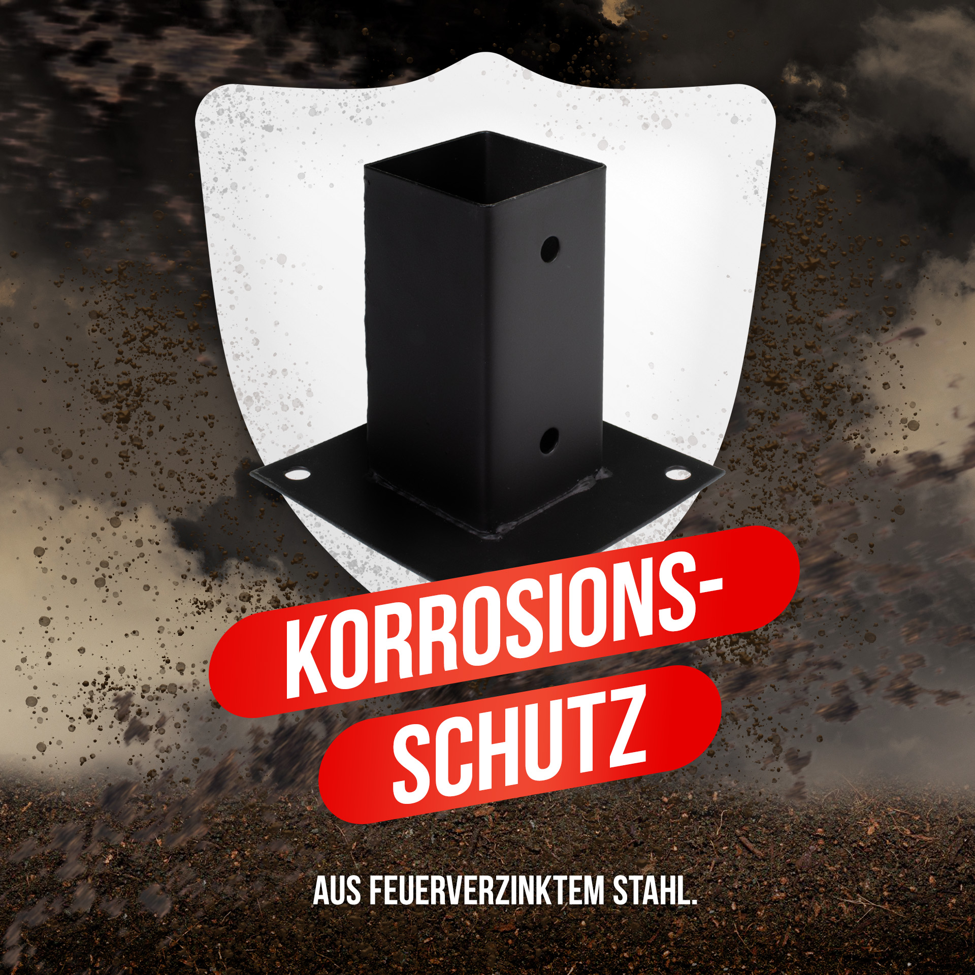 Aufschraubhülse (71 mm) für Vierkantpfosten, pulverbeschichtet, schwarz Aufschraubhülse (71 mm) für Vierkantpfosten, pulverbeschichtet, schwarz