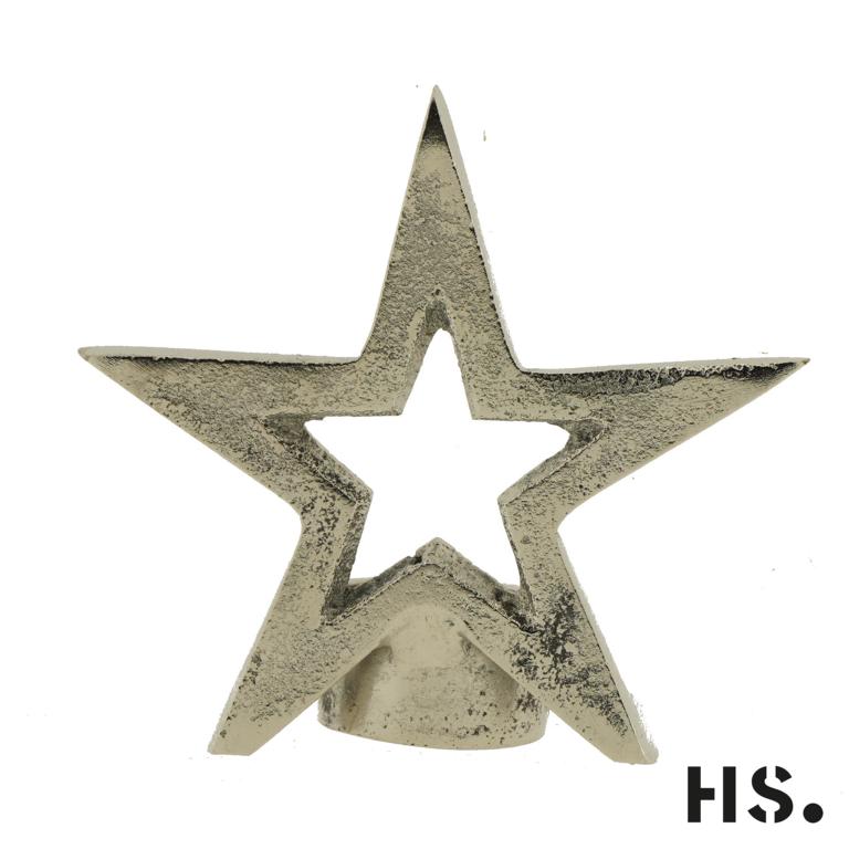 Kerzenhalter für dicke Stabkerze mit Silberstern 3 D