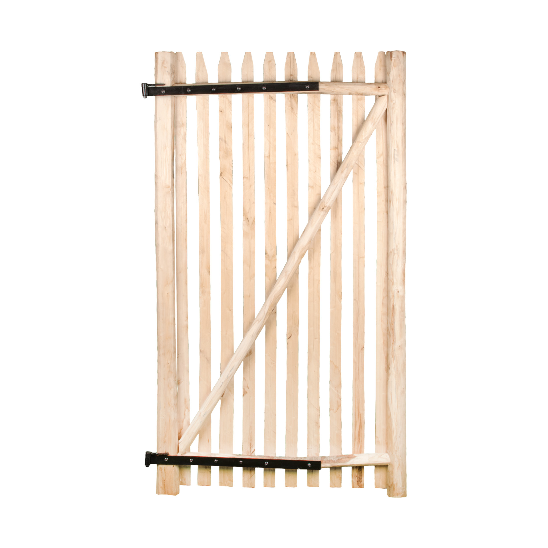 Premium Staketenzaun-Tor aus Edelkastanie (gezapft und geschraubt) inkl. Beschläge, vormontiert 175 cm,100 cm