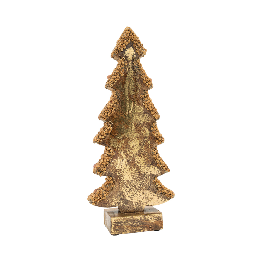 Deko Tannenbaum aus Holz, goldene Lasur