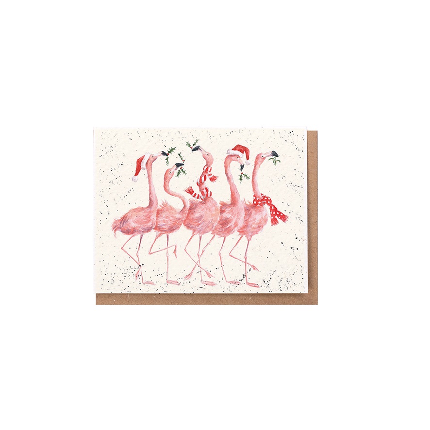 Wrendale Mini-Weihnachtskarte mit Umschlag, Motiv Flamingos "Flamingle Bells" Wrendale Mini-Weihnachtskarte mit Umschlag, Motiv Flamingos "Flamingle Bells"