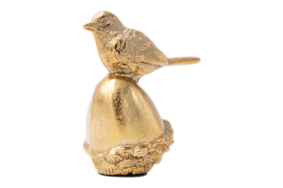 COLMORE Vogelstatue auf Eichel, Bronze/Goldoptik, 11x8x13 cm